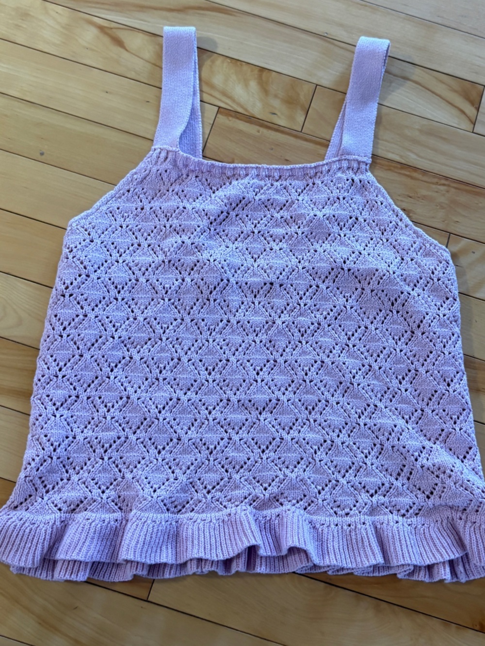 Pink Knit Tank Top Ruffle Hem Size L Peplum Suzy Shier